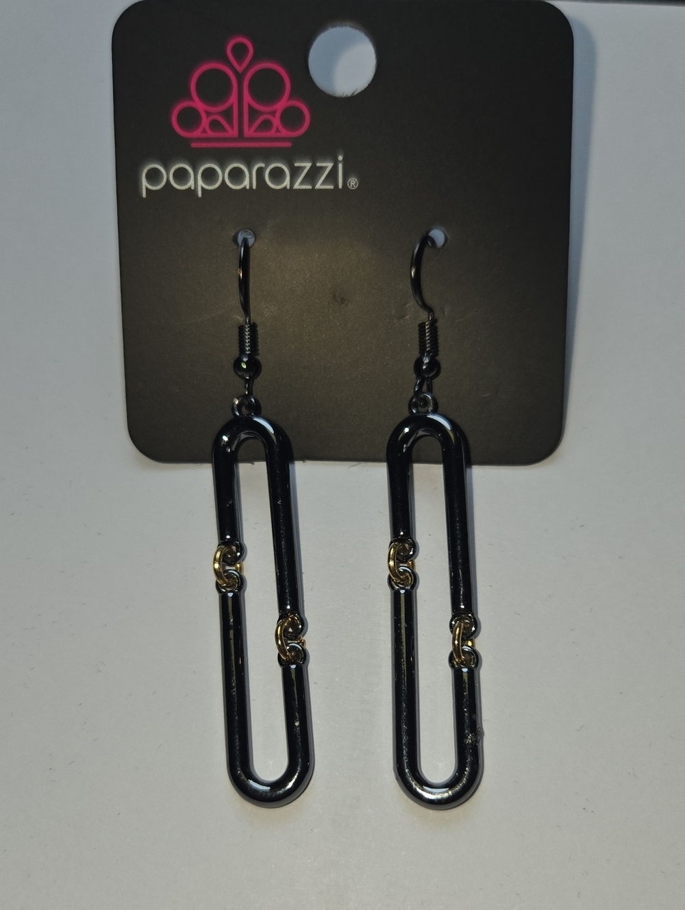 paparazzi Black and Gold Chain-Link Drop Earrings
